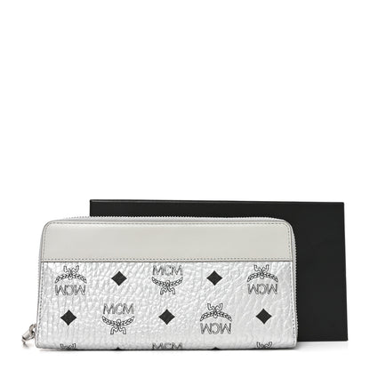 MCM Metallic Visetos Aren VI Zip Around Wallet Silver 7 of 7