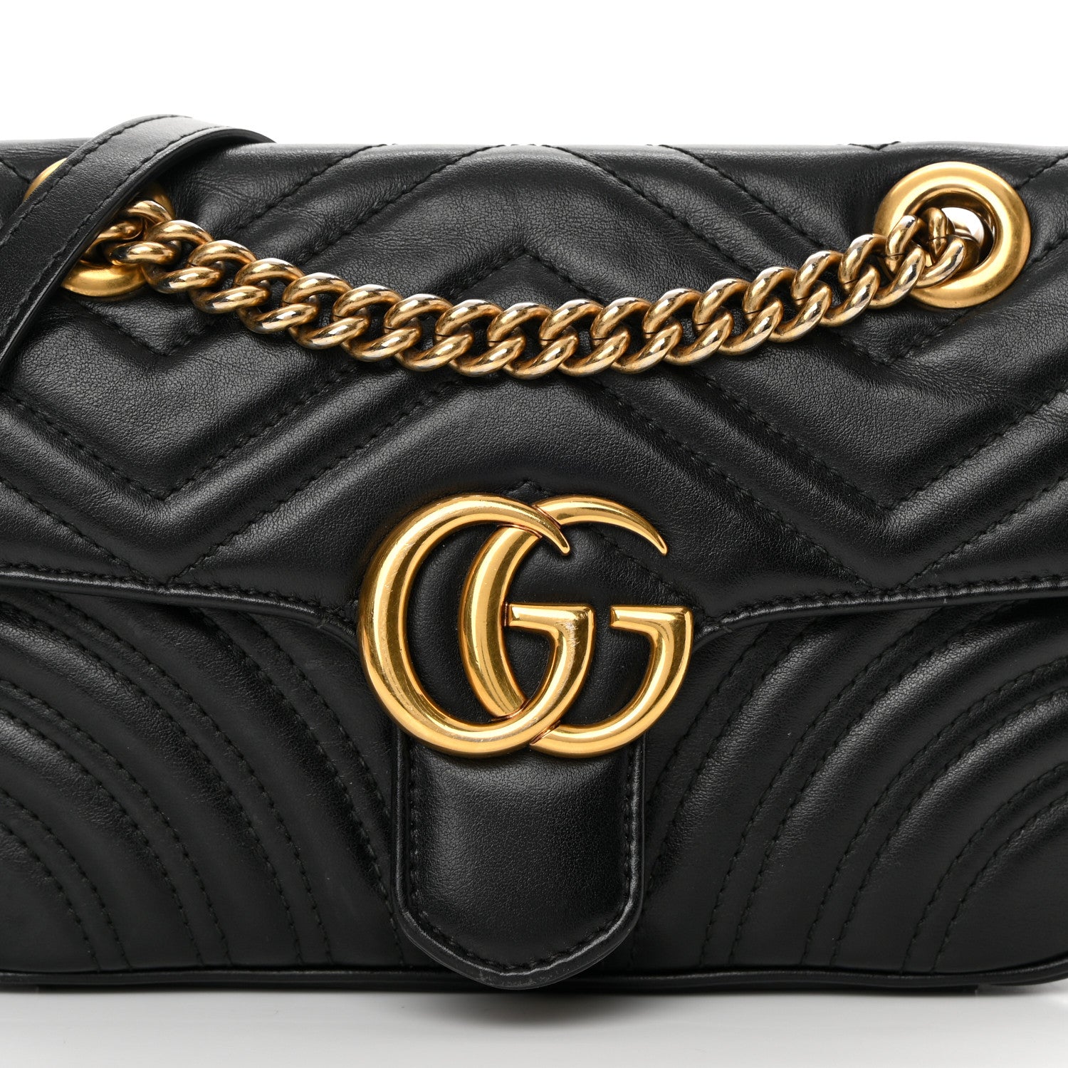 Gucci Calfskin Matelasse Mini GG Marmont Shoulder Bag Black 8 of 17