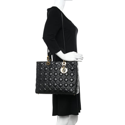 Christian Dior Lambskin Cannage Large Lady Dior Black 2 of 13