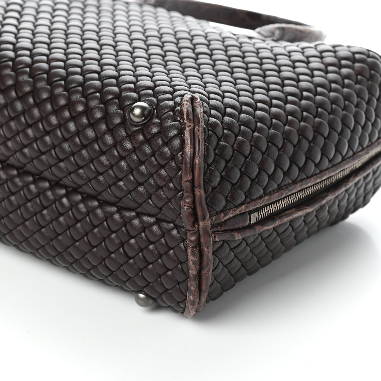 Bottega Veneta Crocodile Nappa Intrecciato Padded Travel Bag Brown 9 of 9