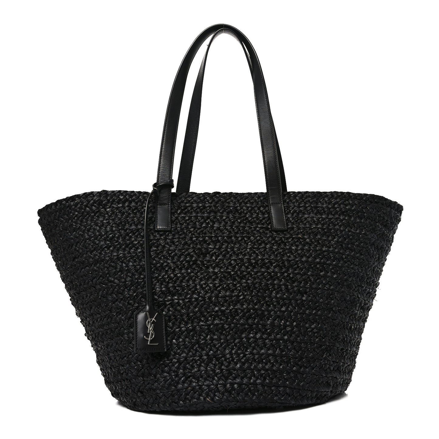 Raffia Medium Panier Bag Black