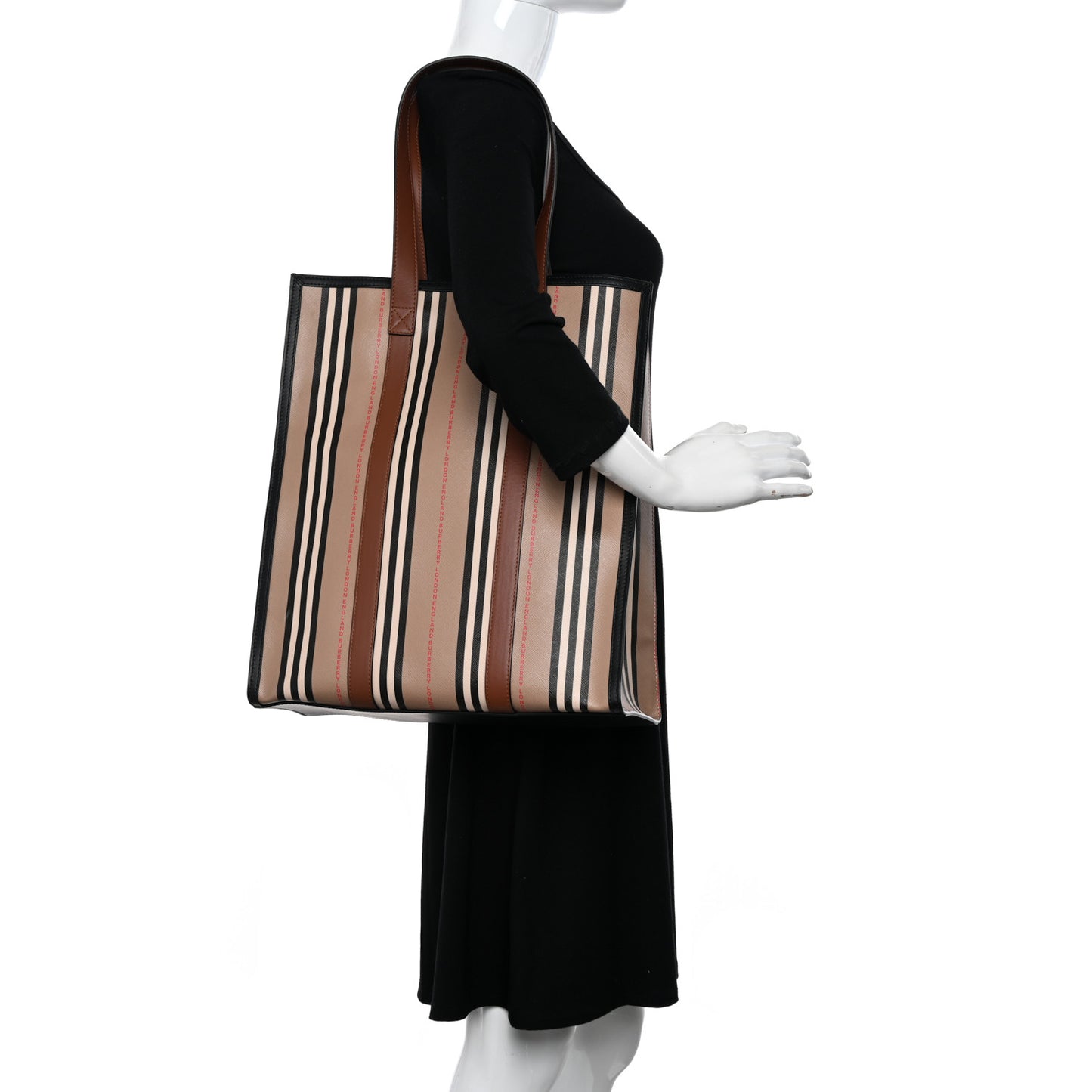 E-Canvas Stripe Book Tote Tan Archive Beige