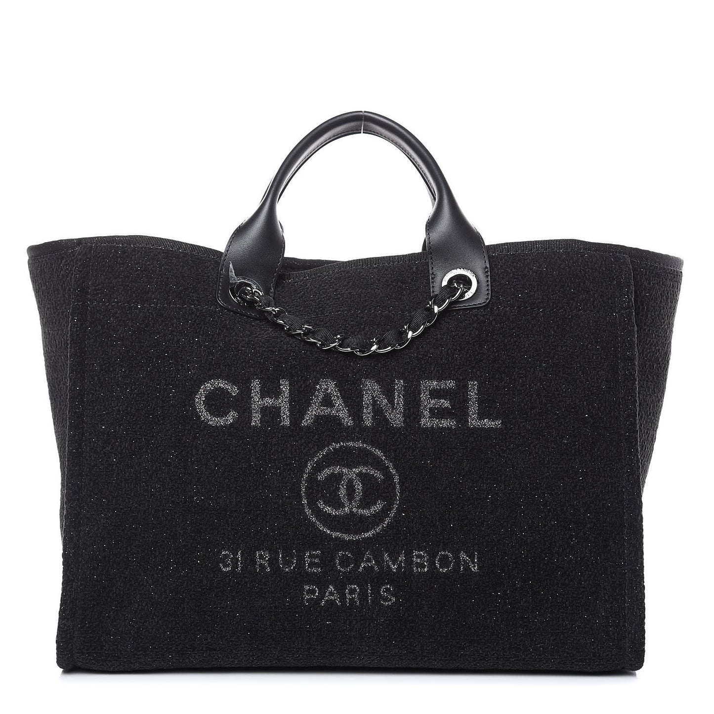 Lurex Boucle Large Deauville Tote Black