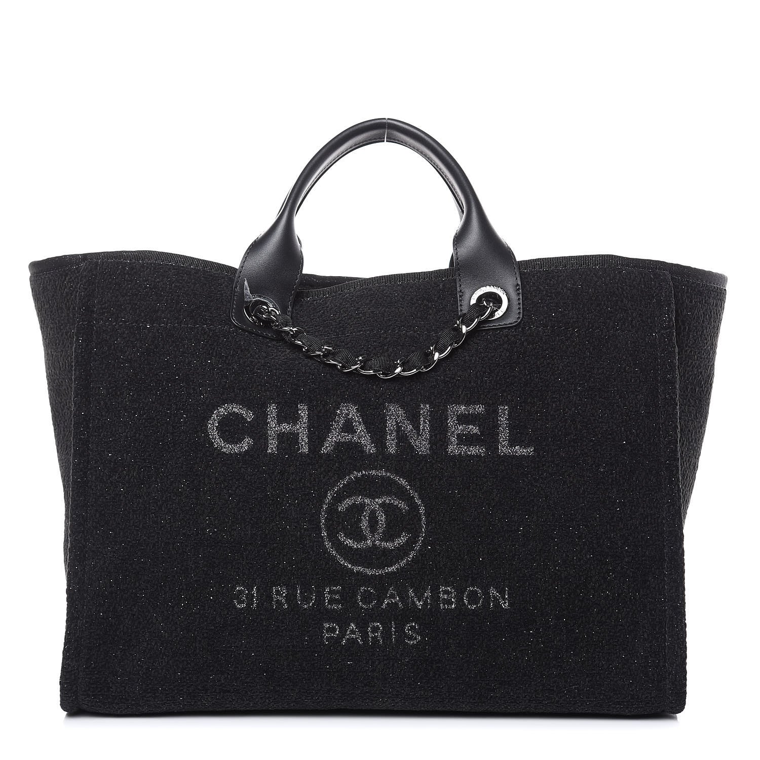 Chanel Lurex Boucle Large Deauville Tote Black 1 of 9