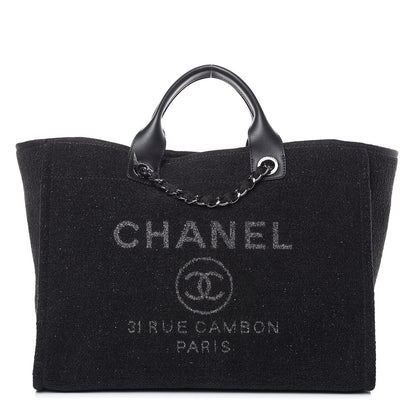 Chanel Lurex Boucle Large Deauville Tote Black 1 of 9