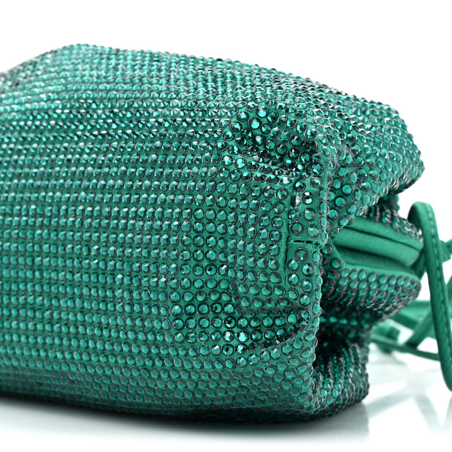 Satin Crystal Embellished The Mini Pouch Emerald