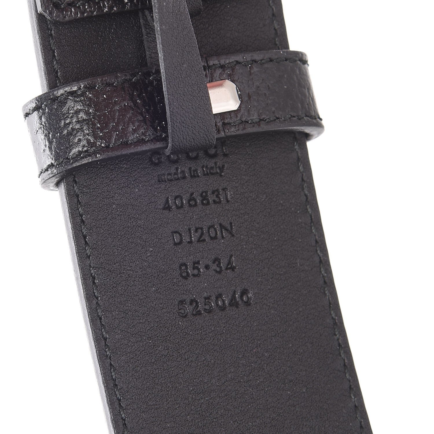 Gucci Textured Dollar Calfskin Nickel Double G 40mm Belt 85 34 Black 6 of 6