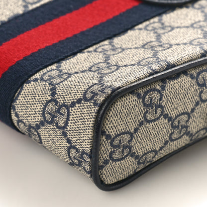 Gucci GG Supreme Monogram Textured Calfskin Web Mini Ophidia Messenger Beige Blue 8 of 8