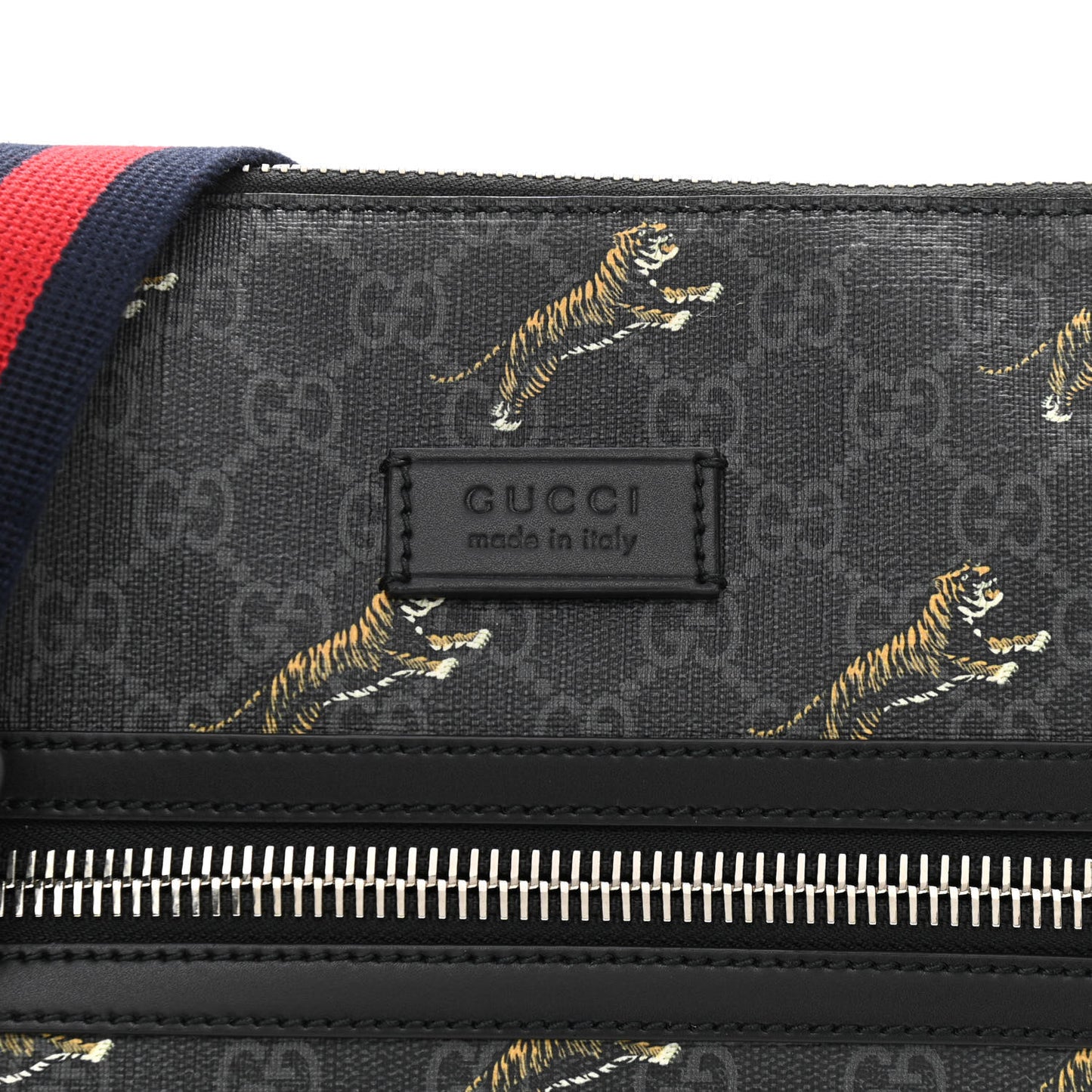 GG Supreme Monogram Tigers Web Messenger Bag Black Multicolor