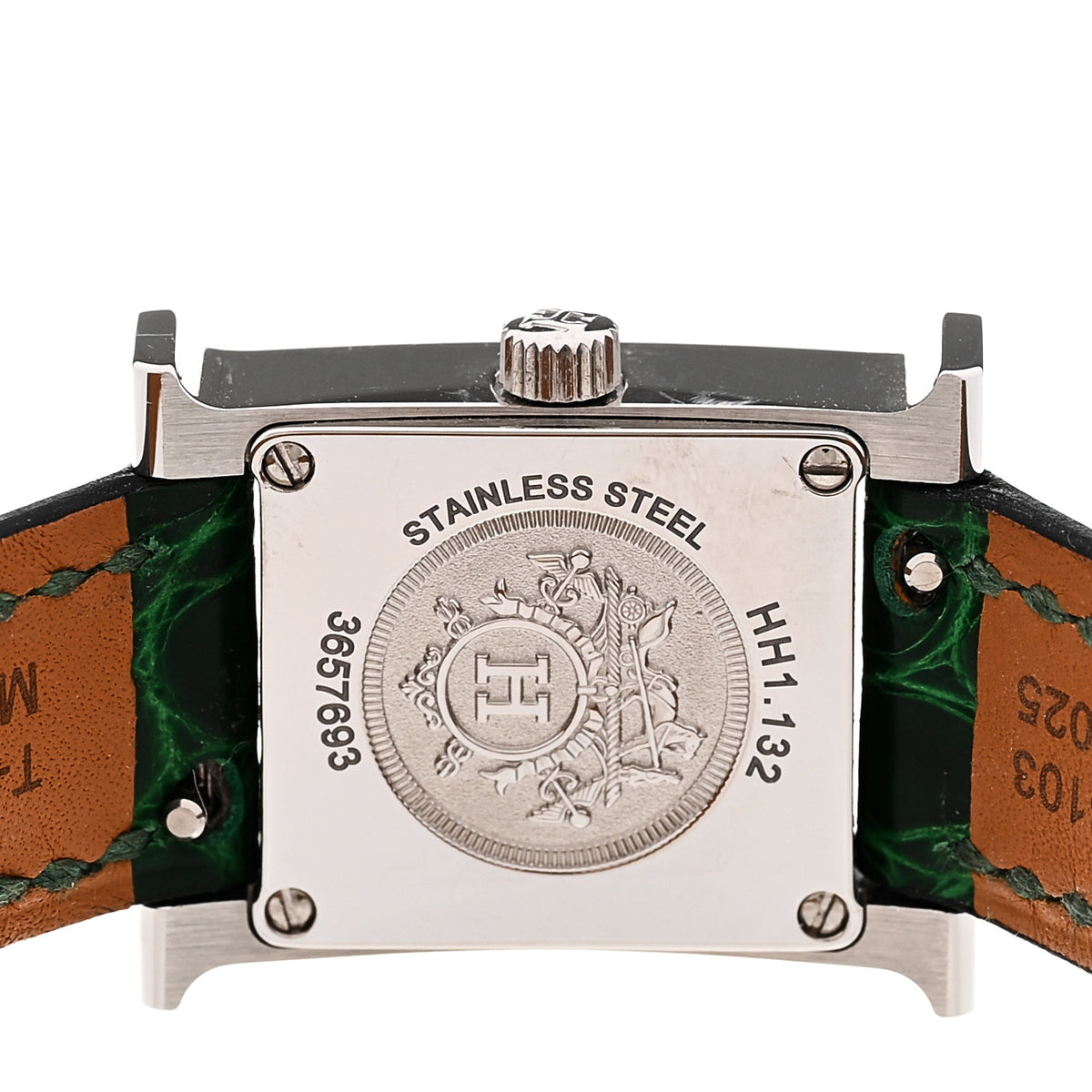 Stainless Steel Alligator Diamond Bezel Mother of Pearl 17.2mm Heure H Hour Quartz Watch Vert Moyen