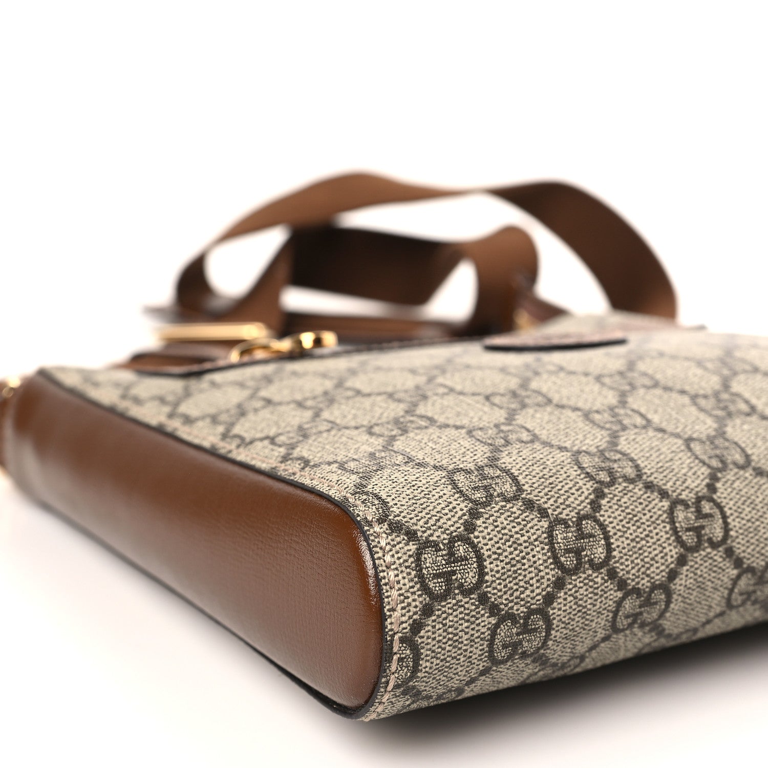 Gucci GG Supreme Monogram Azalea Calfskin Retro Interlocking G Flat Messenger Bag Beige Ebony Brown Sugar 6 of 7