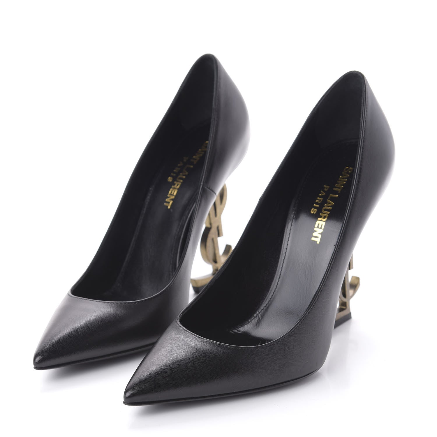 Saint Laurent Calfskin Opyum 110 Pumps 36 Black Gold 3 of 9
