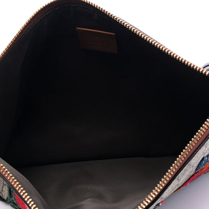 Gucci GG Supreme Monogram Web Kingsnake Embroidered Large Zip Pouch Brown 3 of 6