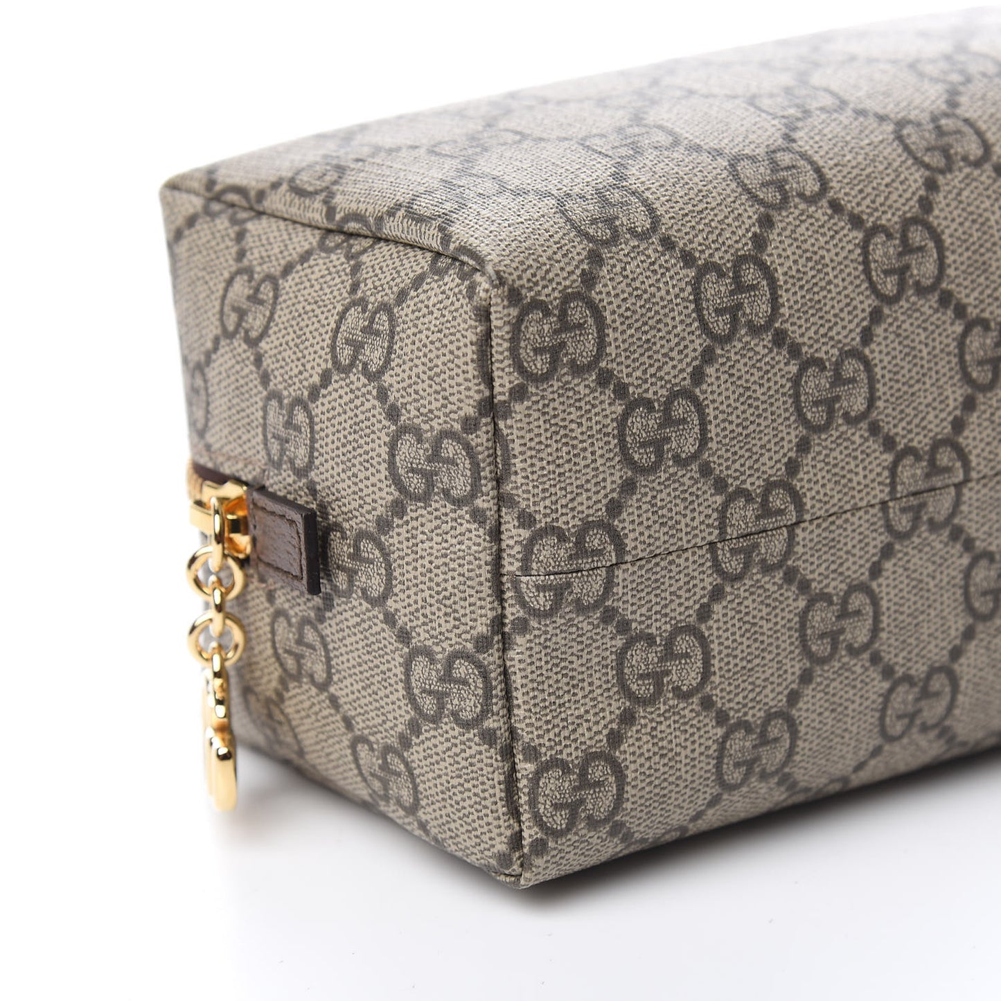 Soft GG Supreme Monogram Calfskin Medium Ophidia Cosmetic Case Beige Ebony New Acero