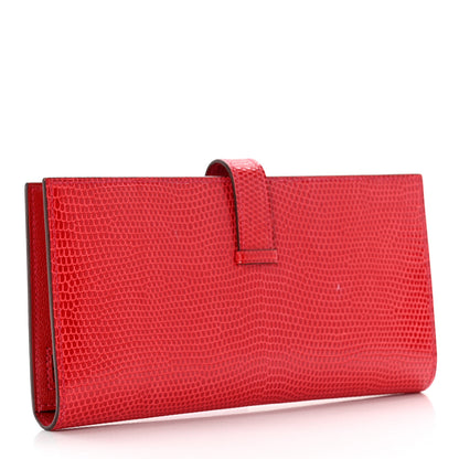 Hermes Lizard Bearn Gusset Wallet Rose Extreme 3 of 7