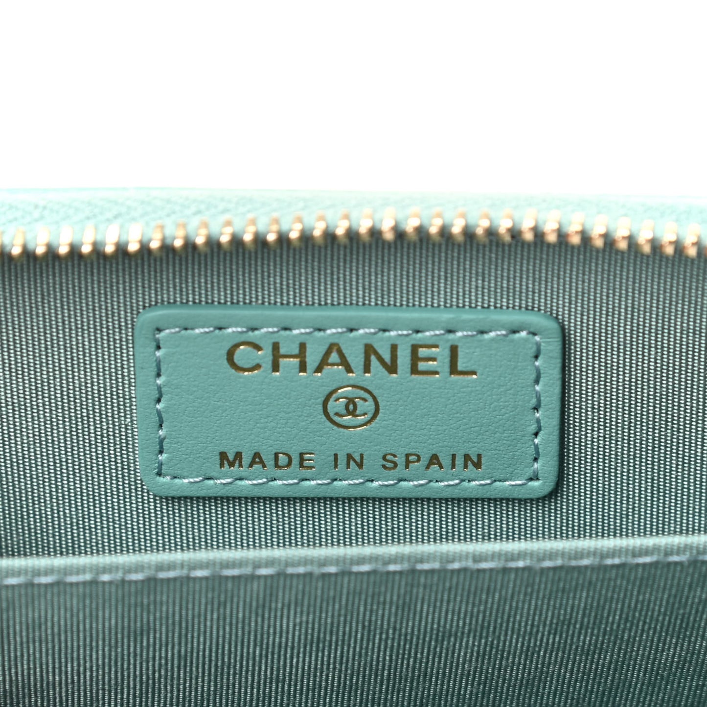 Lambskin Quilted Chanel 19 Zip Around Coin Purse Wallet Light Green
