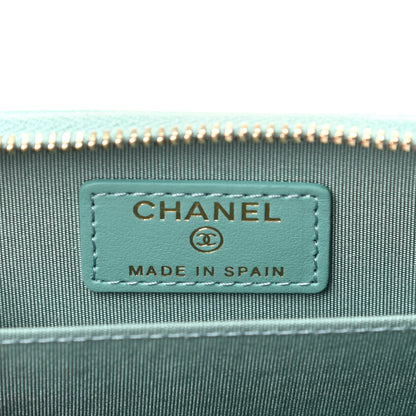 Chanel Lambskin Quilted Chanel 19 Zip Around Coin Purse Wallet Light Green 6 of 8