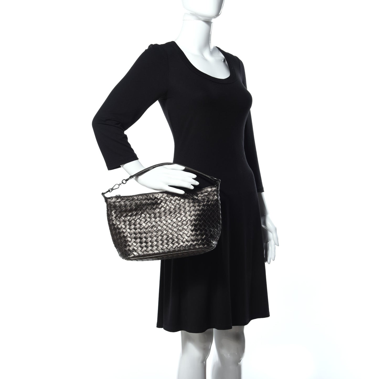 Metallic Nappa Intrecciato Small Shoulder Bag Steel