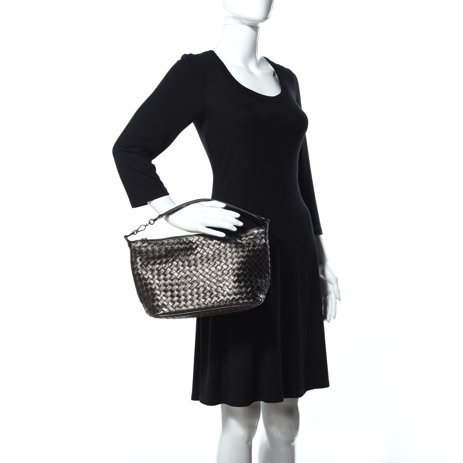 Bottega Veneta Metallic Nappa Intrecciato Small Shoulder Bag Steel 2 of 10