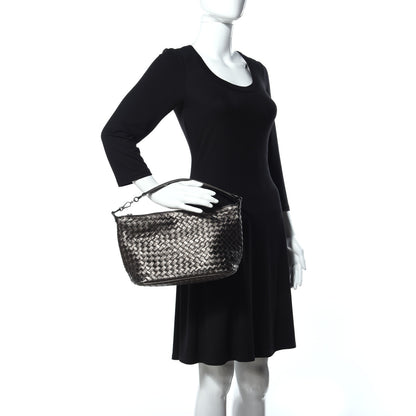 Bottega Veneta Metallic Nappa Intrecciato Small Shoulder Bag Steel 2 of 10