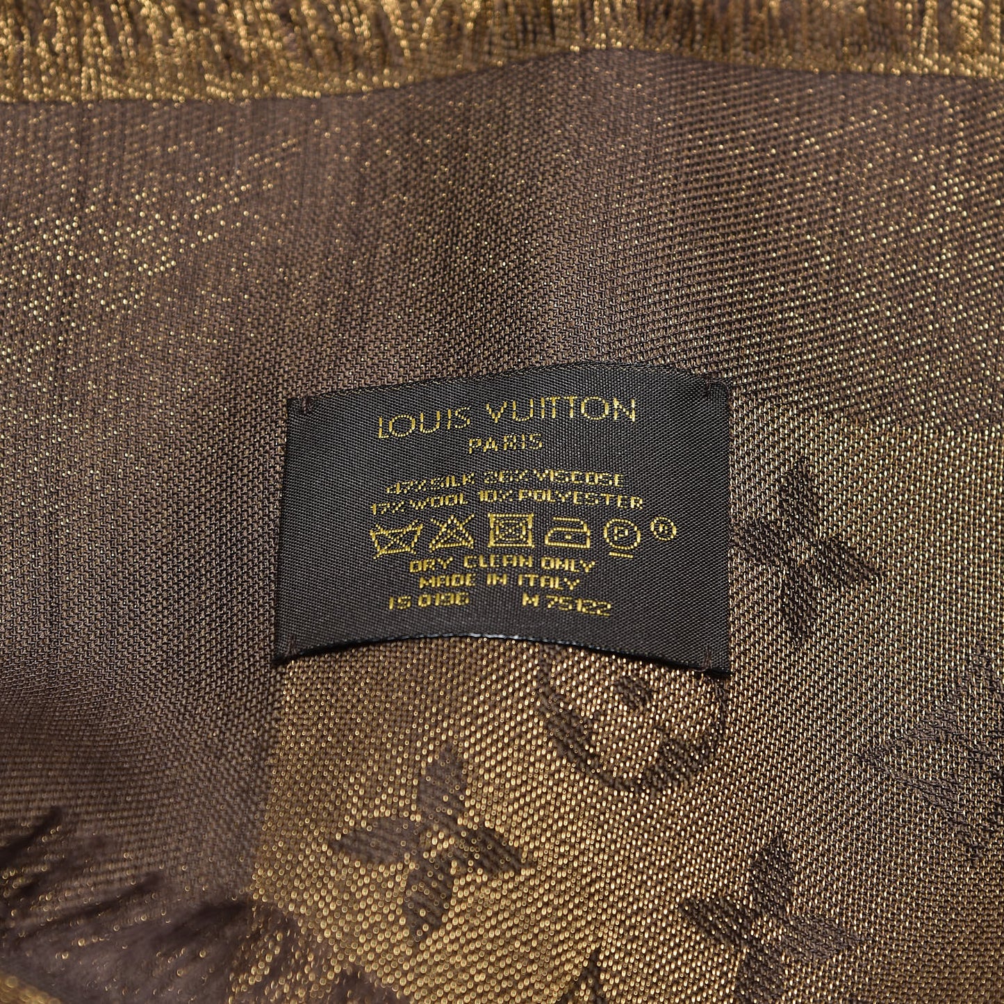 Silk Lurex Wool Monogram Shine Shawl Brown