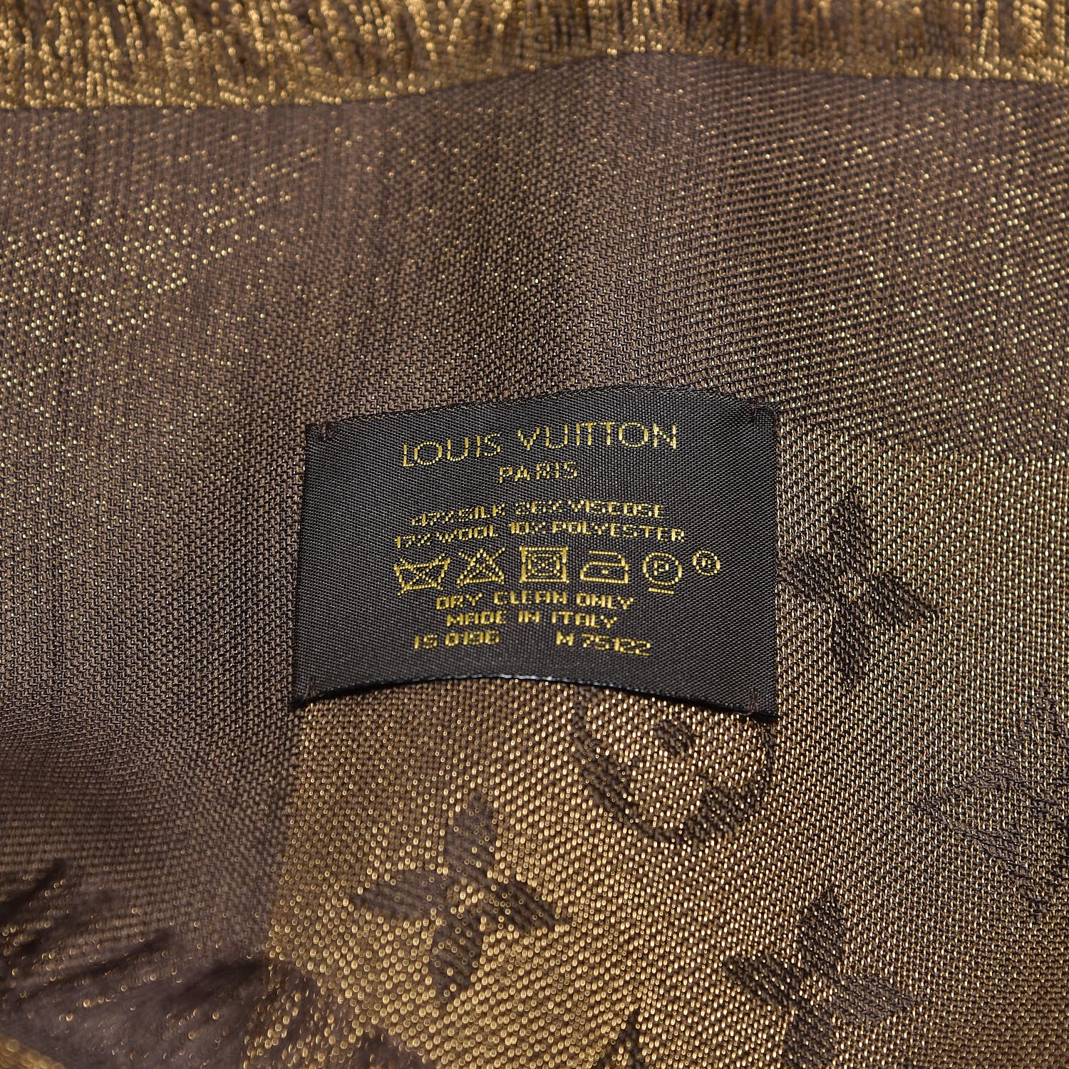 Louis Vuitton Silk Lurex Wool Monogram Shine Shawl Brown 3 of 4