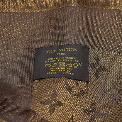 Louis Vuitton Silk Lurex Wool Monogram Shine Shawl Brown 3 of 4