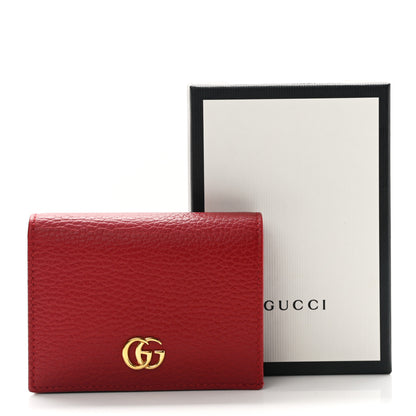 Gucci Pebbled Calfskin GG Marmont Card Case Hibiscus Red 7 of 7