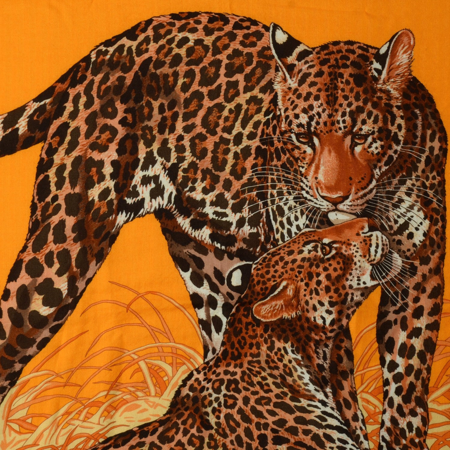 Hermes Cashmere Silk Jungle Love Shawl 140 Buvard Pink Sun Brown 1 of 6