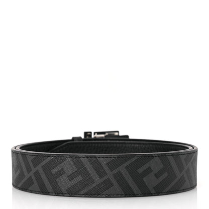 Fendi Cuoio Romano Glazed Fabric Enamel FF 1974 Reversible Belt 95 38 Black 3 of 8