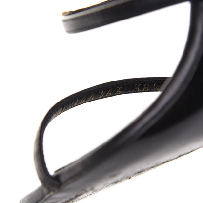 Saint Laurent Sheepskin Cassandra Bamboo Logo 110 Ankle Strap Sandals 38.5 Black 7 of 8