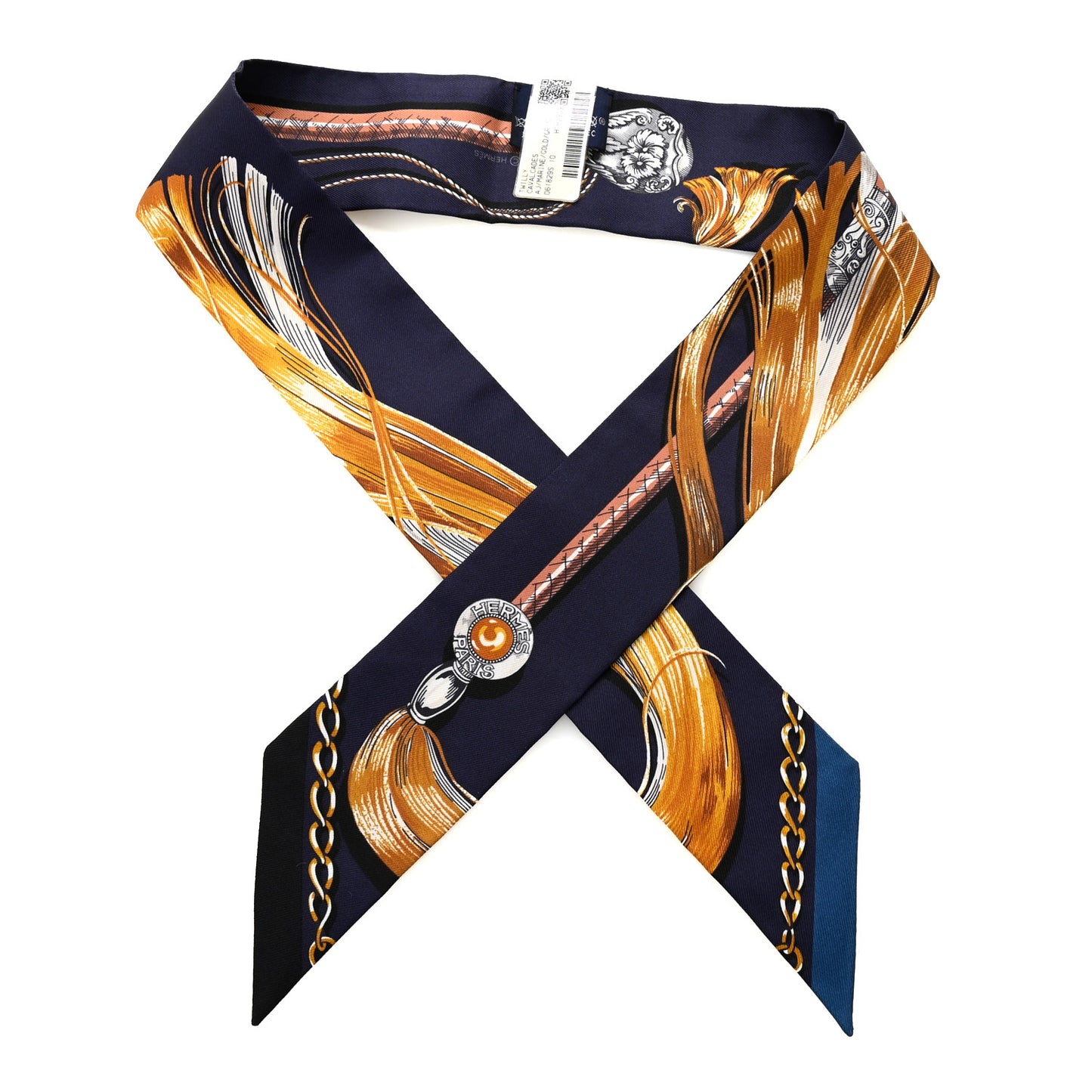 Silk Cavalcades Twilly Marine Gold Gris