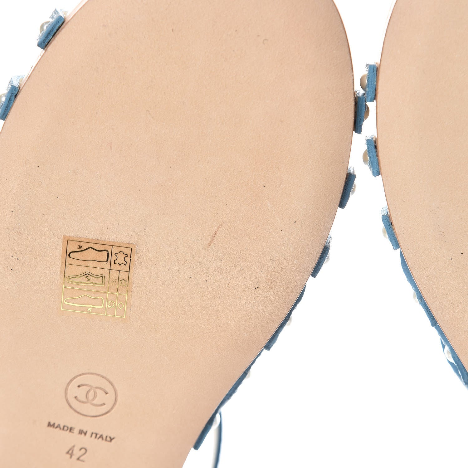 Chanel Cork Wood Calfskin Strappy Sandals 42 Blue 6 of 10
