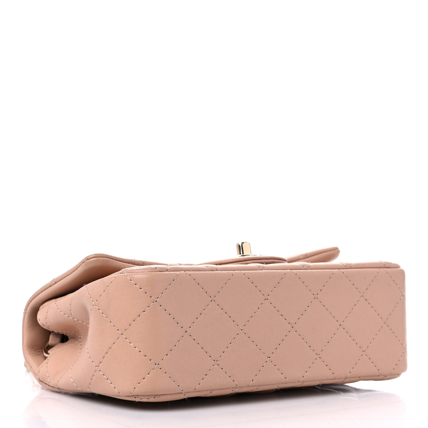 Lambskin Quilted Mini Rectangular Flap Beige