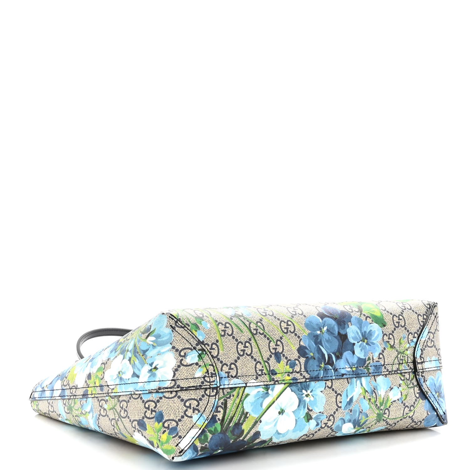 Gucci GG Supreme Monogram Blooms Small Reversible Tote Beige Blue Navy 5 of 14