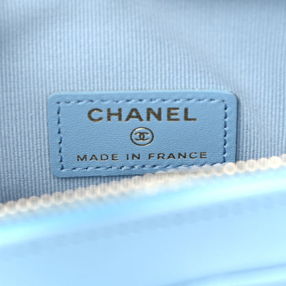 Chanel Lambskin Quilted CC In Love Heart Clutch With Chain Light Blue 6 of 11