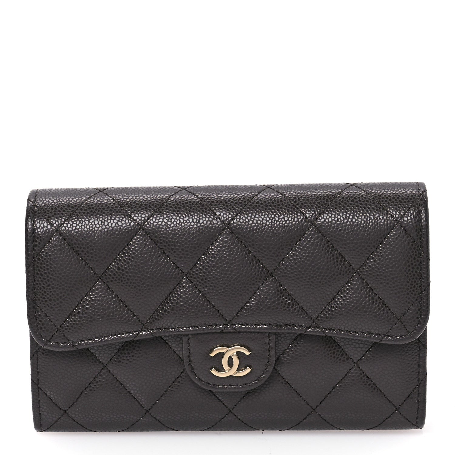 Chanel Caviar Quilted Medium Flap Wallet Dark Brown 1 of 8