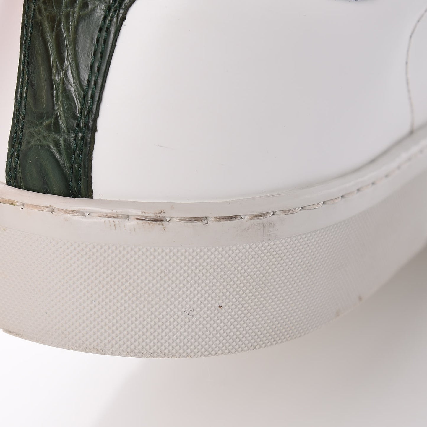 Calfskin Crocodile Web Mens Ace Sneakers 10.5 White Green