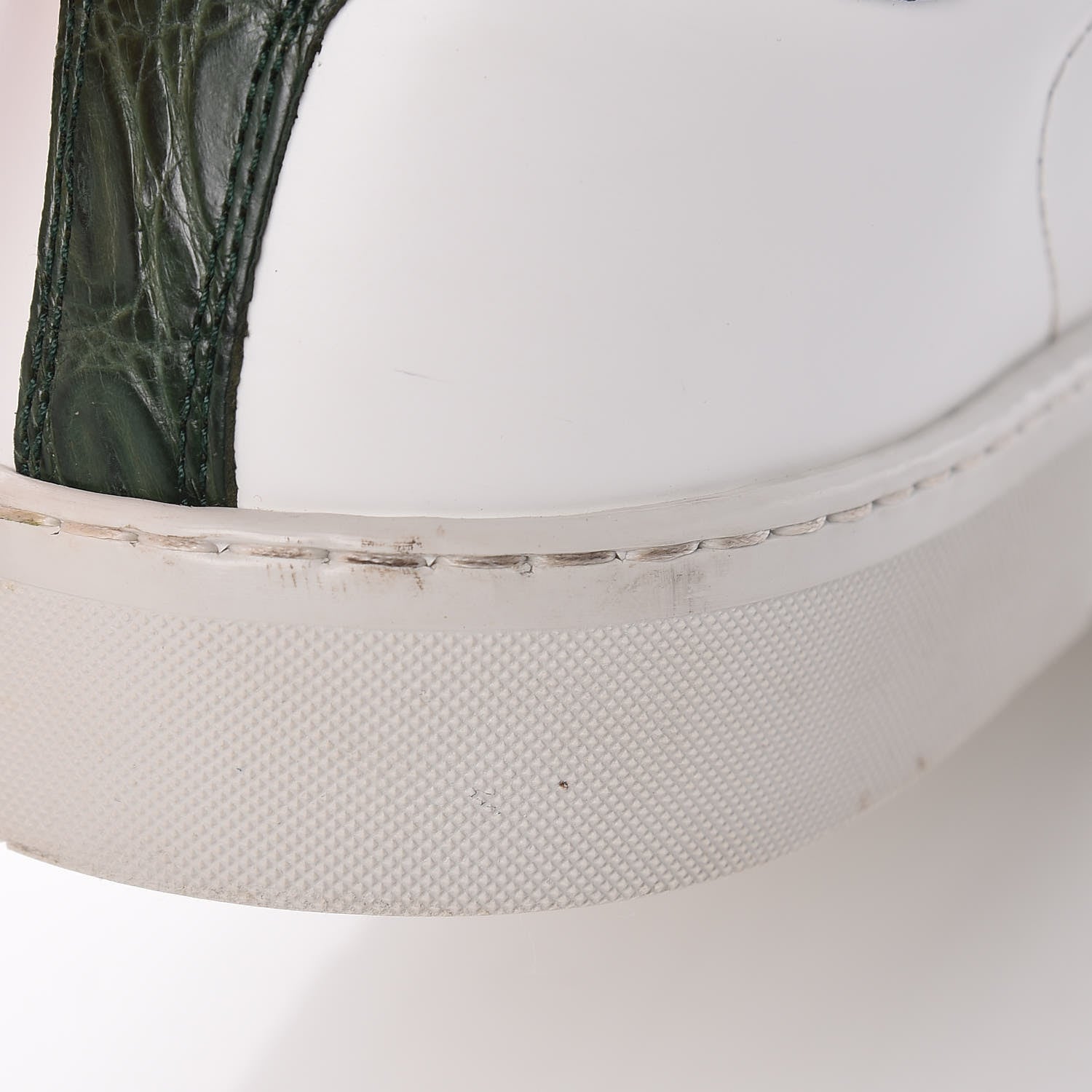 Gucci Calfskin Crocodile Web Mens Ace Sneakers 10.5 White Green 11 of 13