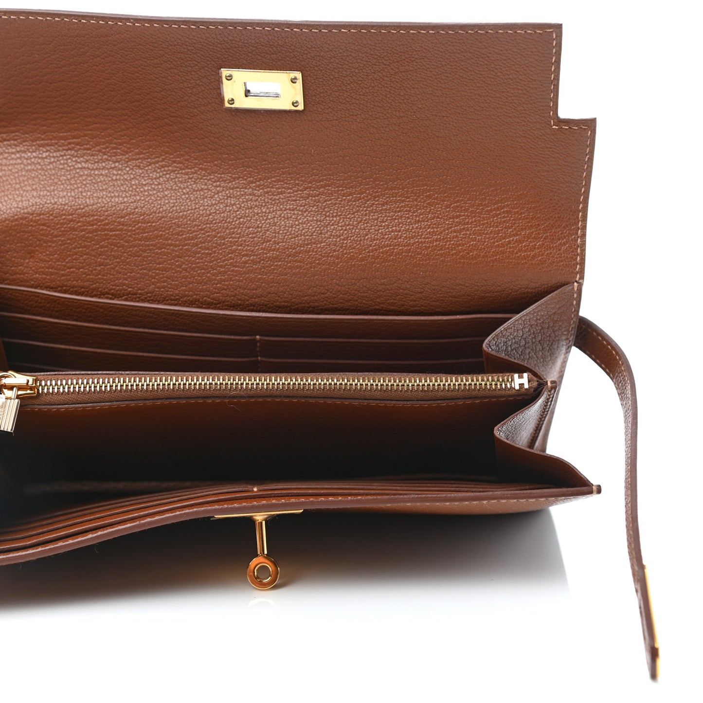 Chevre Mysore Kelly Longue Wallet Marron D'Inde