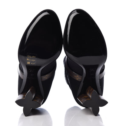 Louis Vuitton Monogram Stretch Fabric Silhouette Ankle Boots 40 Black 9 of 12
