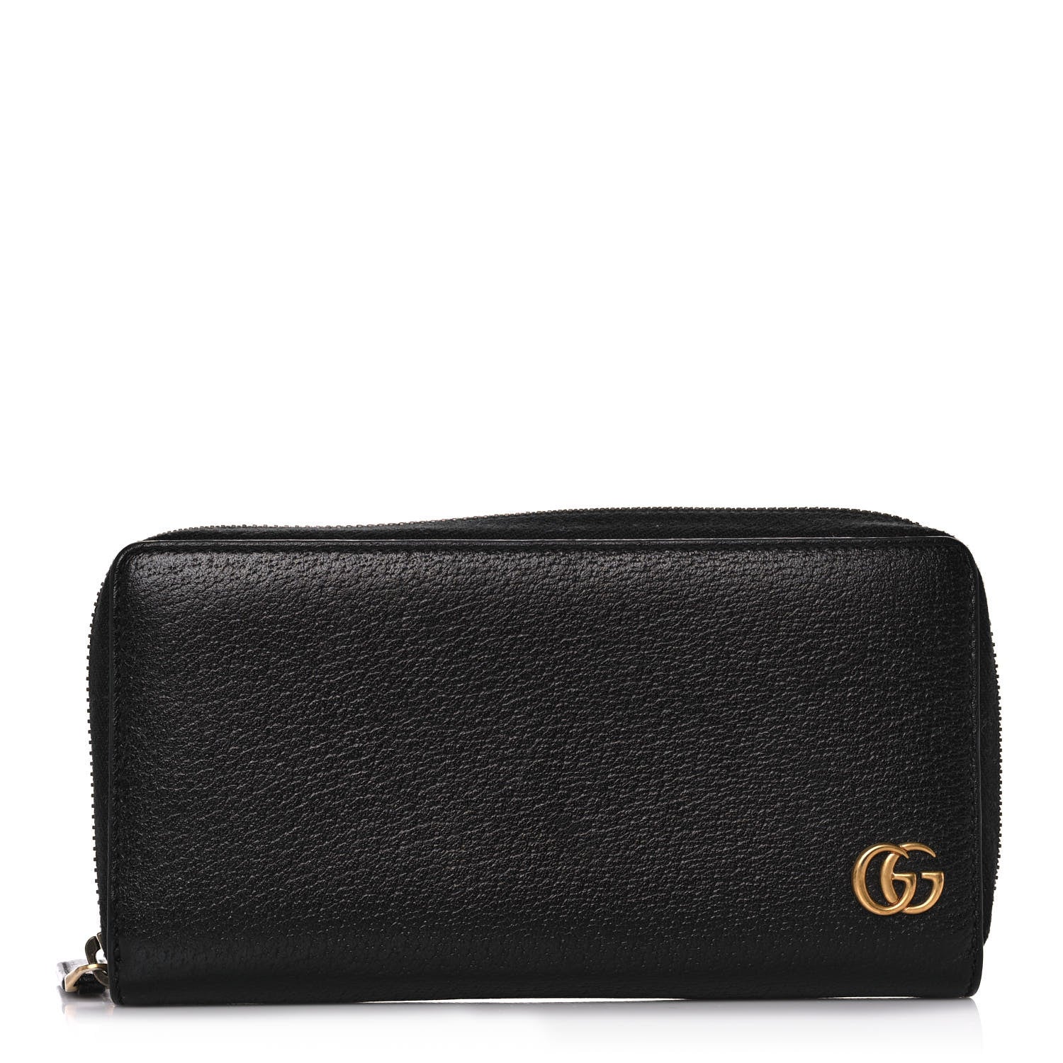 Gucci Dollar Calfskin GG Marmont Zip Around Wallet Black 1 of 12