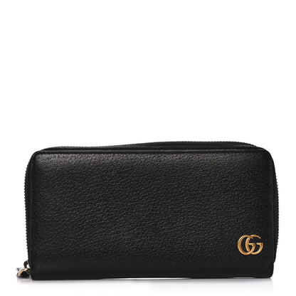 Gucci Dollar Calfskin GG Marmont Zip Around Wallet Black 1 of 12