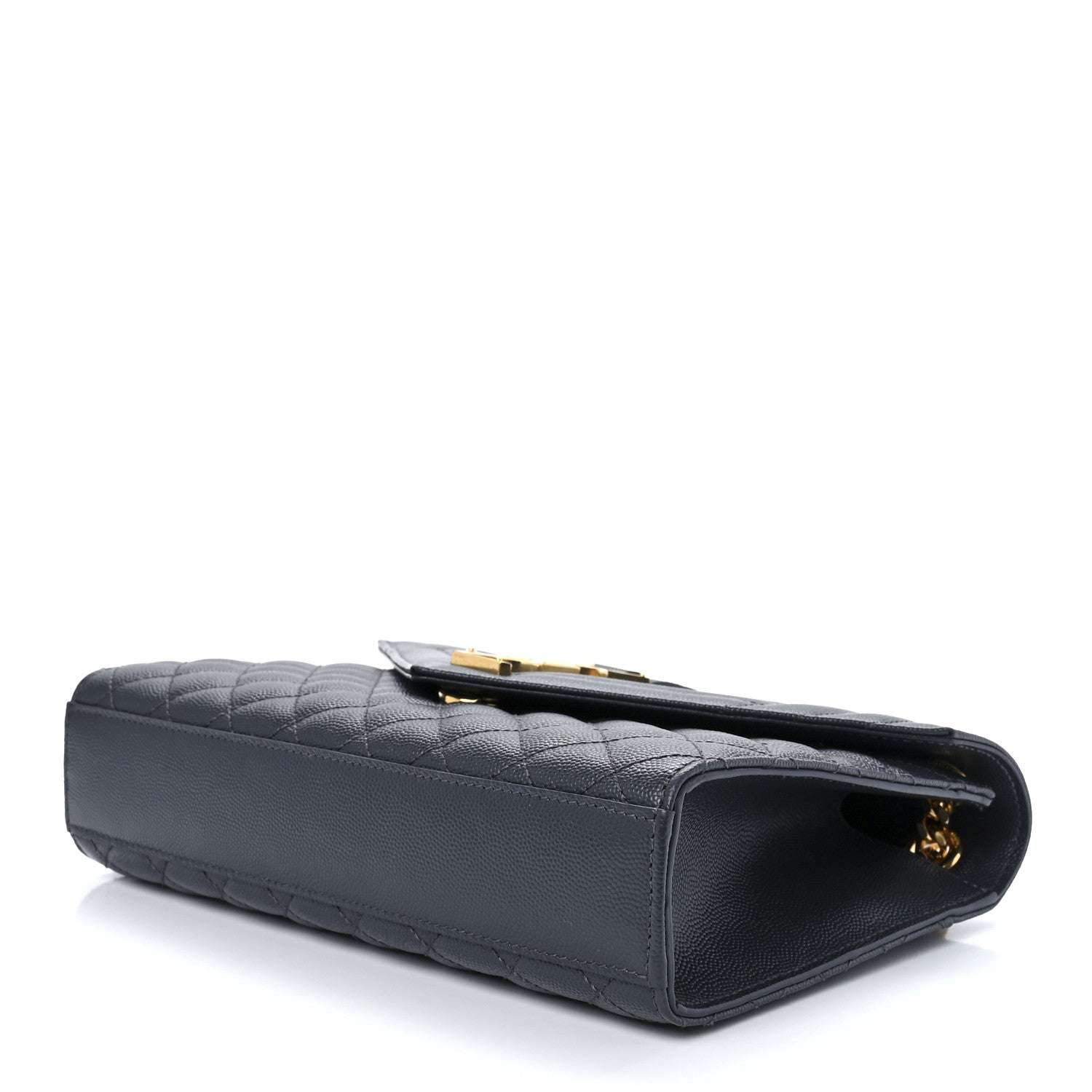 Saint Laurent Grain De Poudre Textured Mixed Matelasse Triquilt Medium Monogram Satchel Deep Marine 10 of 12