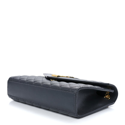Saint Laurent Grain De Poudre Textured Mixed Matelasse Triquilt Medium Monogram Satchel Deep Marine 10 of 12