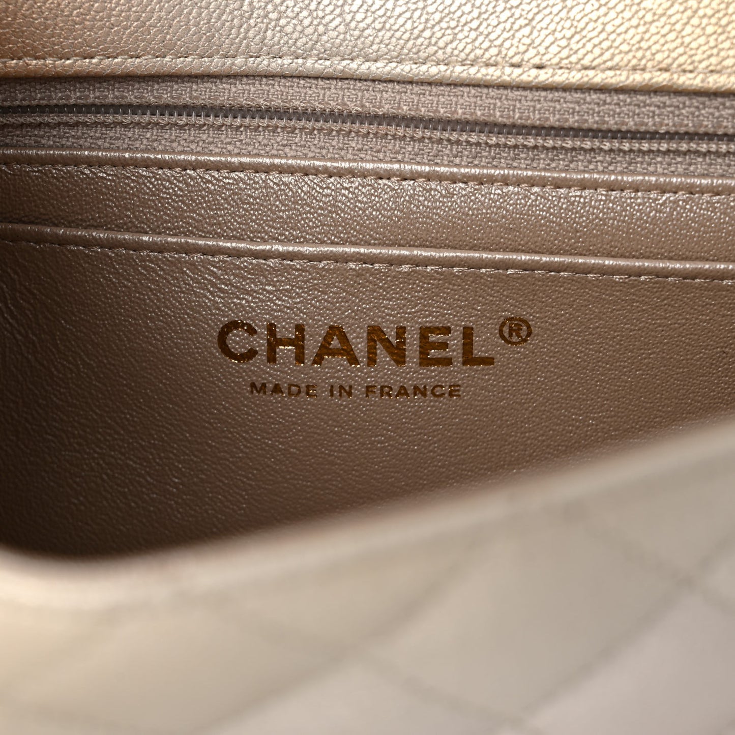 Metallic Goatskin Quilted Mini Rectangular Flap Gold