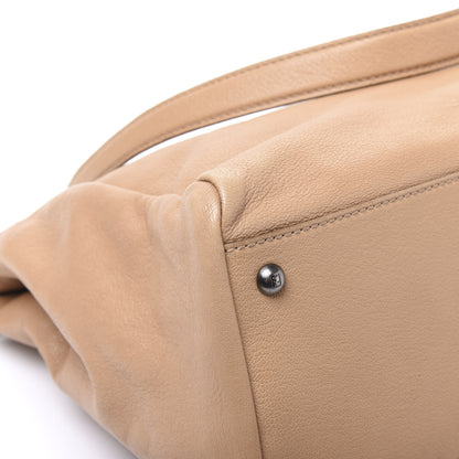 Fendi Goatskin Large Peekaboo Iconic Satchel Beige Latte Black 6 of 12