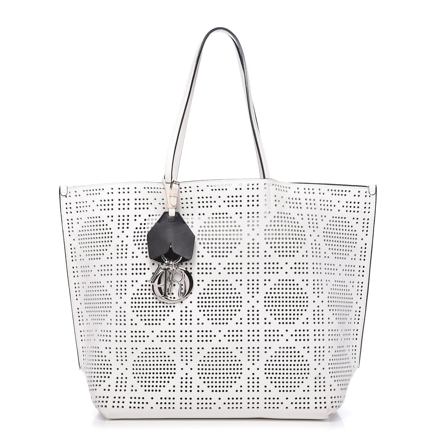 Christian Dior Calfskin Perforated Cannage Dioriva Tote White 1 of 14