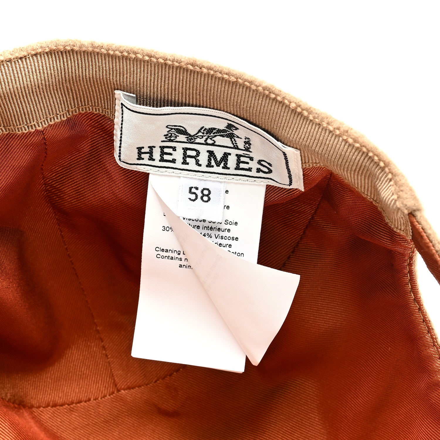 Hermes Cashmere Canvas Swift Davis H Sellier Cap 58 Beige Camel 8 of 8