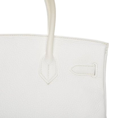Hermes Taurillon Clemence Birkin 30 White 25 of 30
